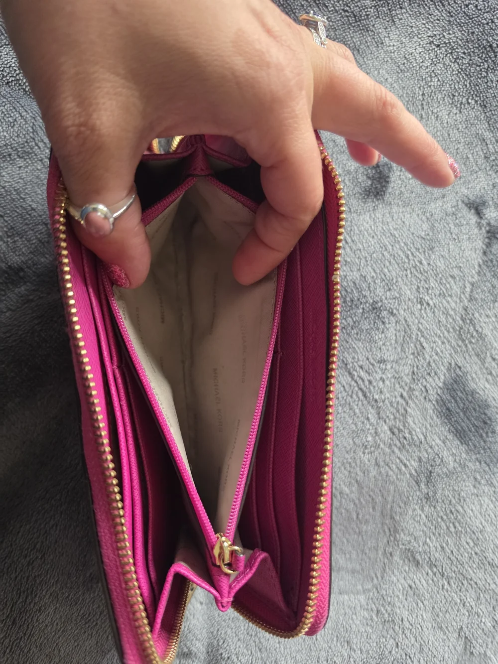 Michael Kors Hot Pink Zip-Around Card Holder Wallet